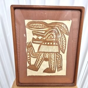 Tribal Art Cloth Painting Framed under Glass Thailand